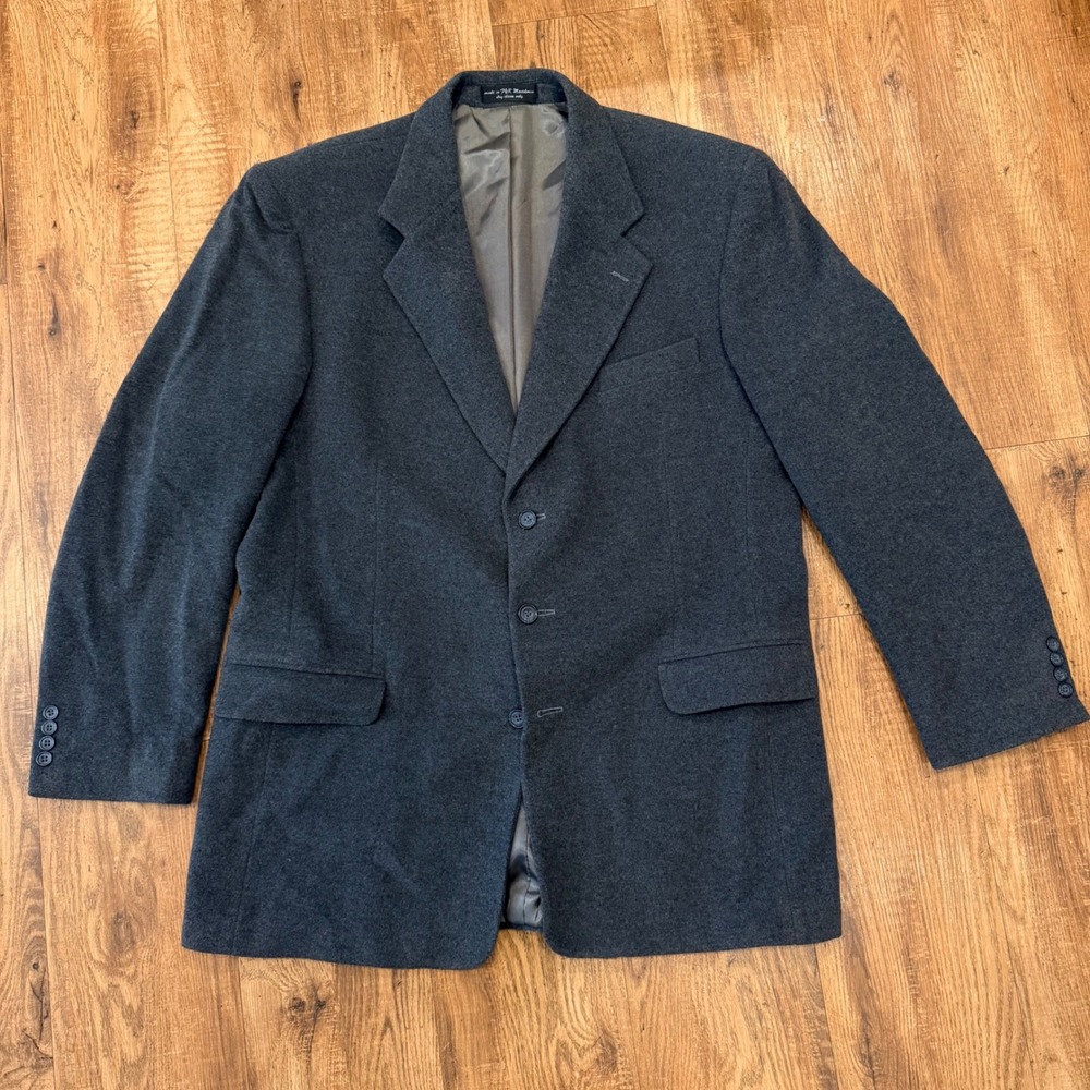 Gianfranco Ruffini Italy Collection Mens 44L Blazer Cashmere Blend Charcoal Gray